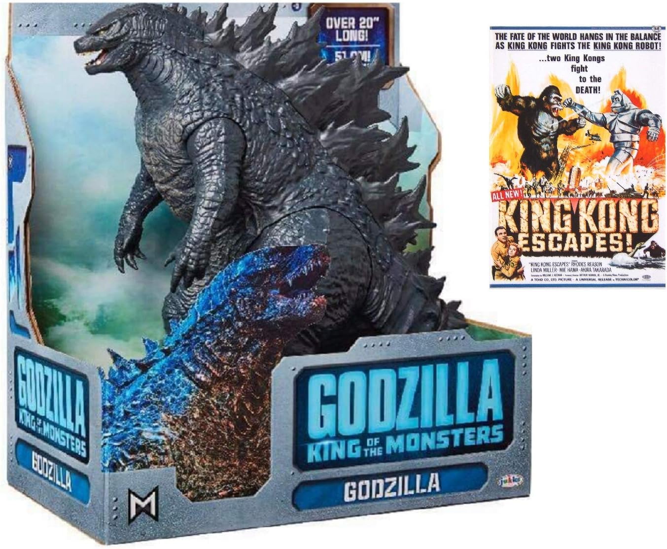 Godzilla King of Monsters 12" Action Figure with One Vintage Monster Movie Poster Sticker. Bundle (2 Items)