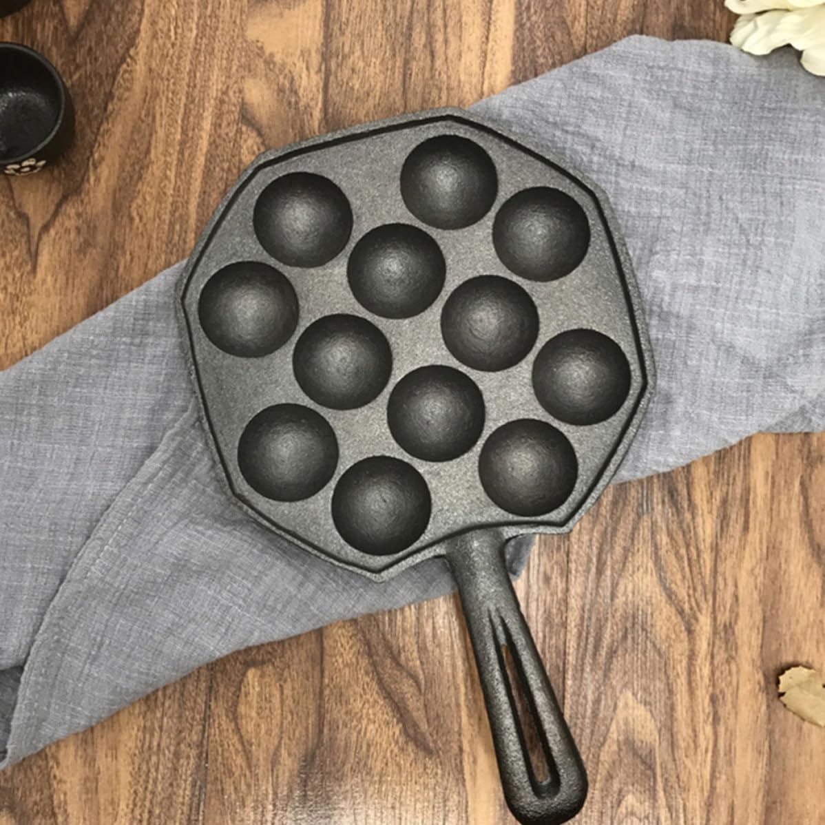 2 Pièces Moule à Takoyaki 12 Trous en Fer Noir Cuisine