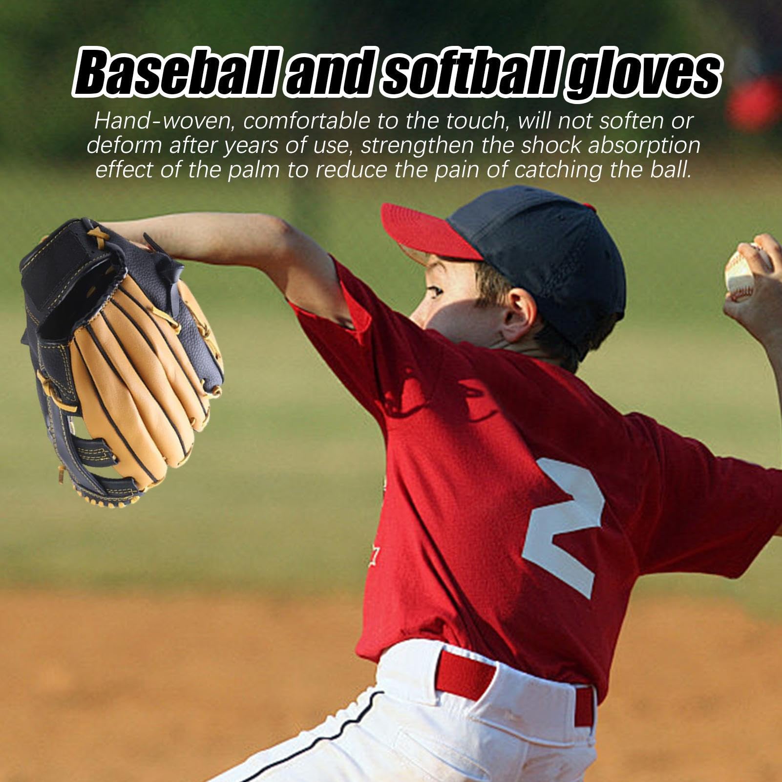 Gant de baseball en cuir souple, gants d'entraînement pour balle molle Outfield, durables pour jeunes et adultes, gants d'entraînement confortables pour le baseball et le softball