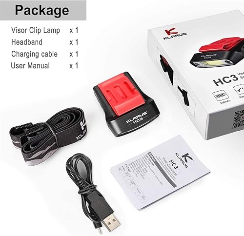 Miniatura 7 de klarus HC3 - Luz recargable con sensor de movimiento para visera  100 lúmenes COB LED Clip en la luz del sombrero  Linterna frontal con luz roja