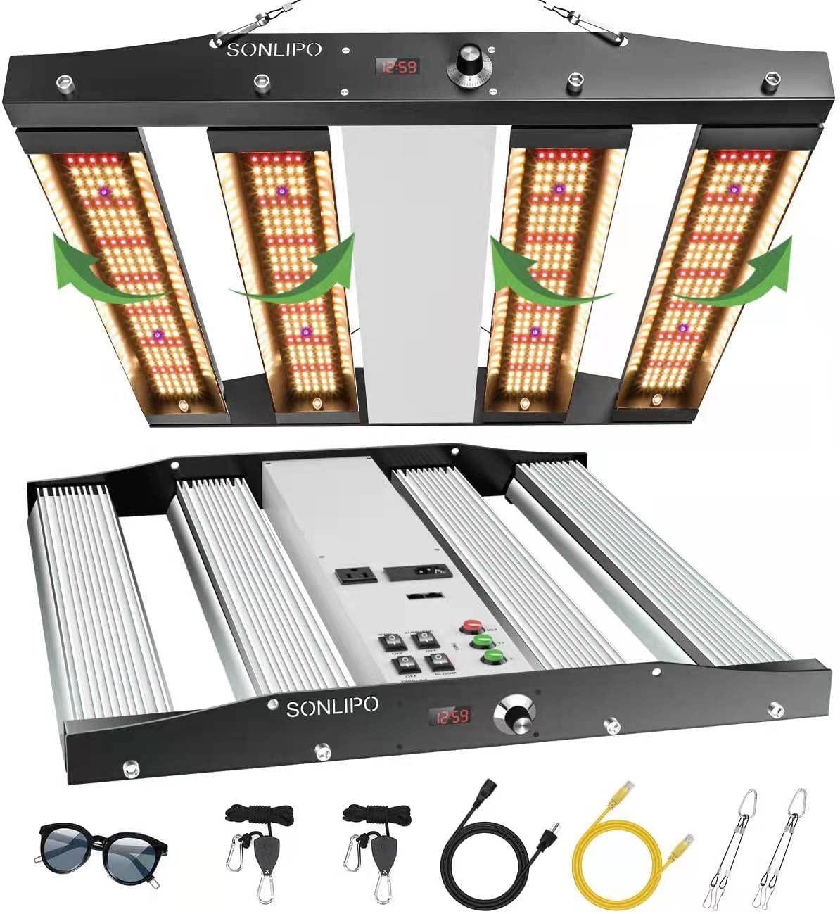 Grow Lampe 250W LED Pflanzenlampe Vollspektrum mit 1323 Dioden, Led Grow Light für Gemüse, Blumen und Zimmerpflanzen, Abdeckung für Growzelt 120x120cm, 150x150cm