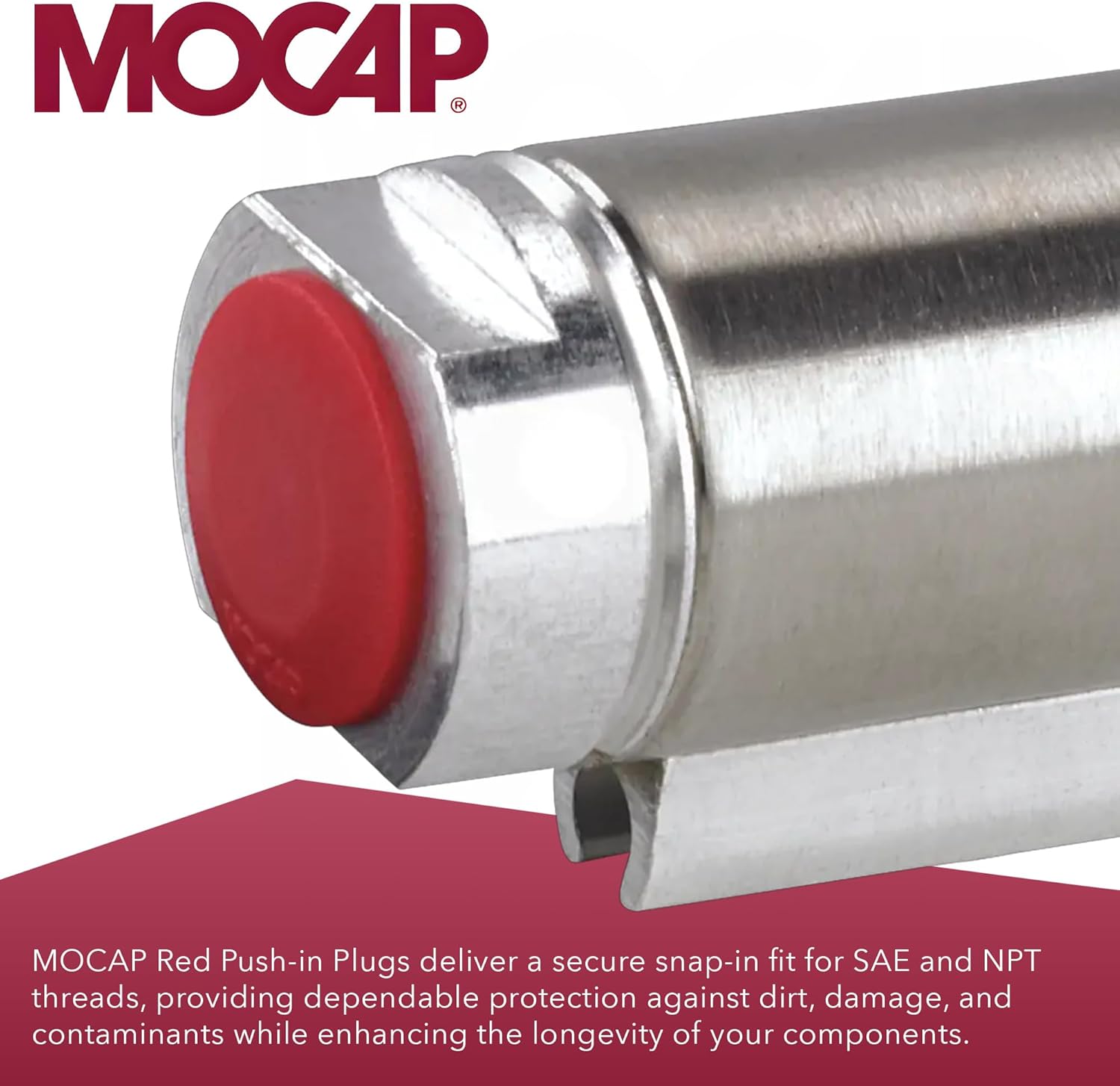 MOCAP Red Push-in Plugs for SAE and NPT Threads - Plug for 1-5/8" SAE Threads - Pipe Fittings, Metal Tubing End Plugs & More - Thread Protectors (0.460" L, Pack of 200)