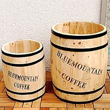 Wooden Planter Coffee Barrel Cover Stand, Large, Small, Set of 2