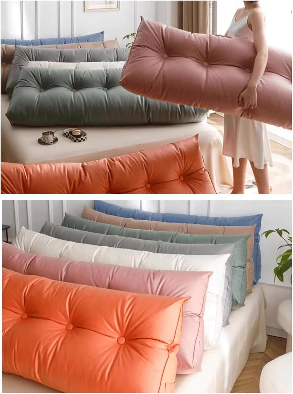 Removable Lumbar Pillow for Bed & Daybed - Comfortable Backrest Cushion, Stylish Headboard Pillow, Wall-Mounted Support for Relaxation & Decor (Orange 60x50x20cm)