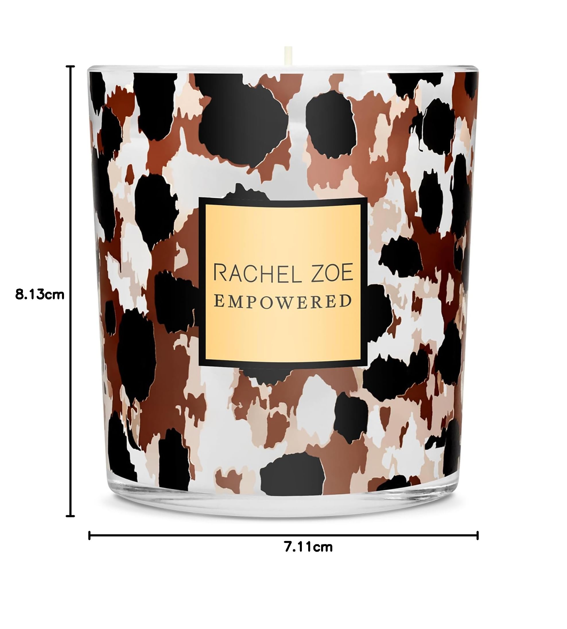 Rachel Zoe Empowered Duftkerze – Noten von Jasmin, Kokosnuss und Moschus – enthält Paraffin-Sojawachs, Baumwolldocht und Parfümöl – Leoparden-bedrucktes Glas – langanhaltender Blumenduft – 178 g