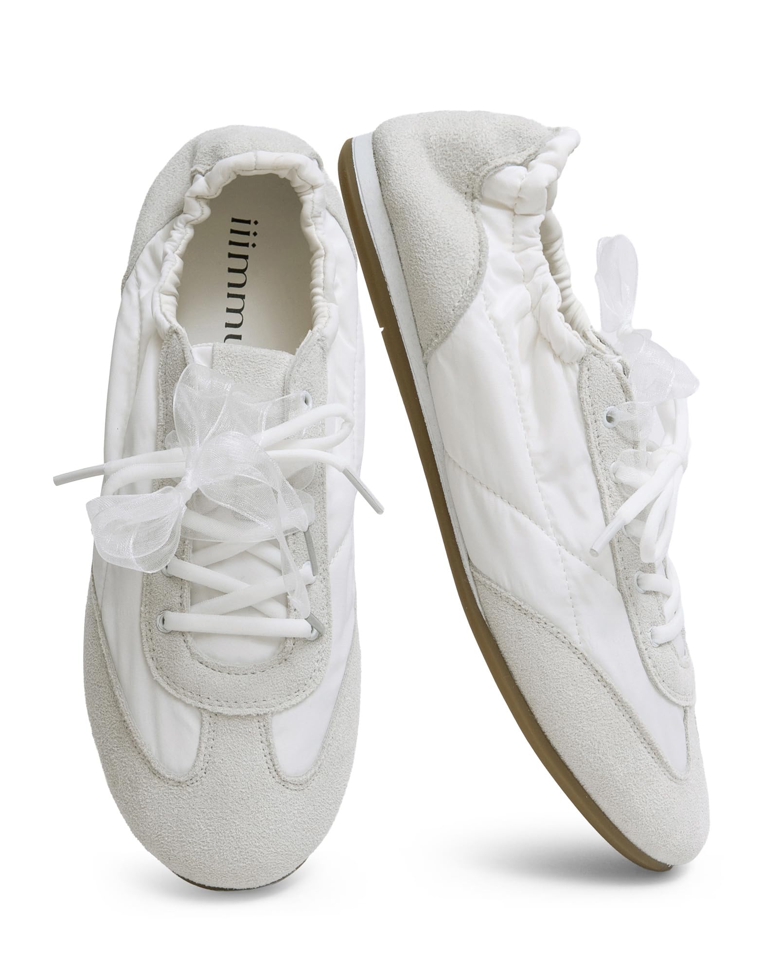 iiimmu Ballet Flats Sneakers for Women Casual Walking Shoes | Elastic Back, Lace-Up & Slip-On, Suitable for Travel & Driving