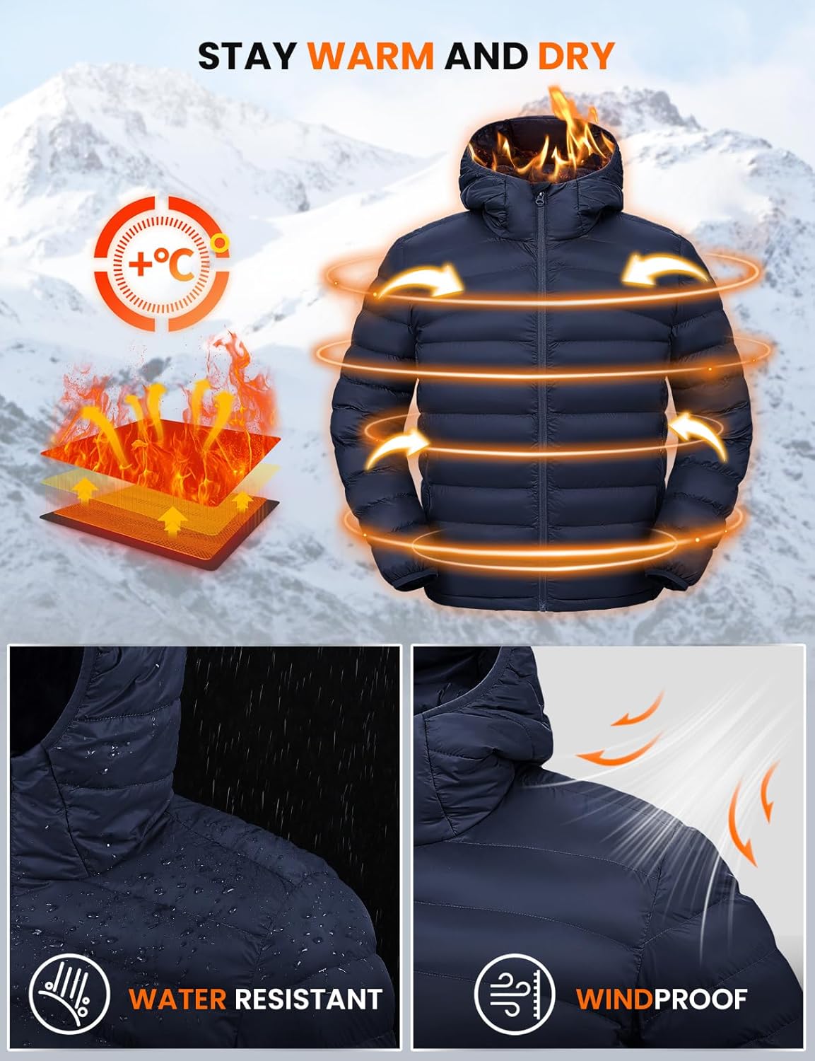 TBMPOY Men's Lightweight Packable Puffer Jackets Hooded Winter Bubble Coat Warm Water-Resistant for Travel Casual Hiking - Image 5