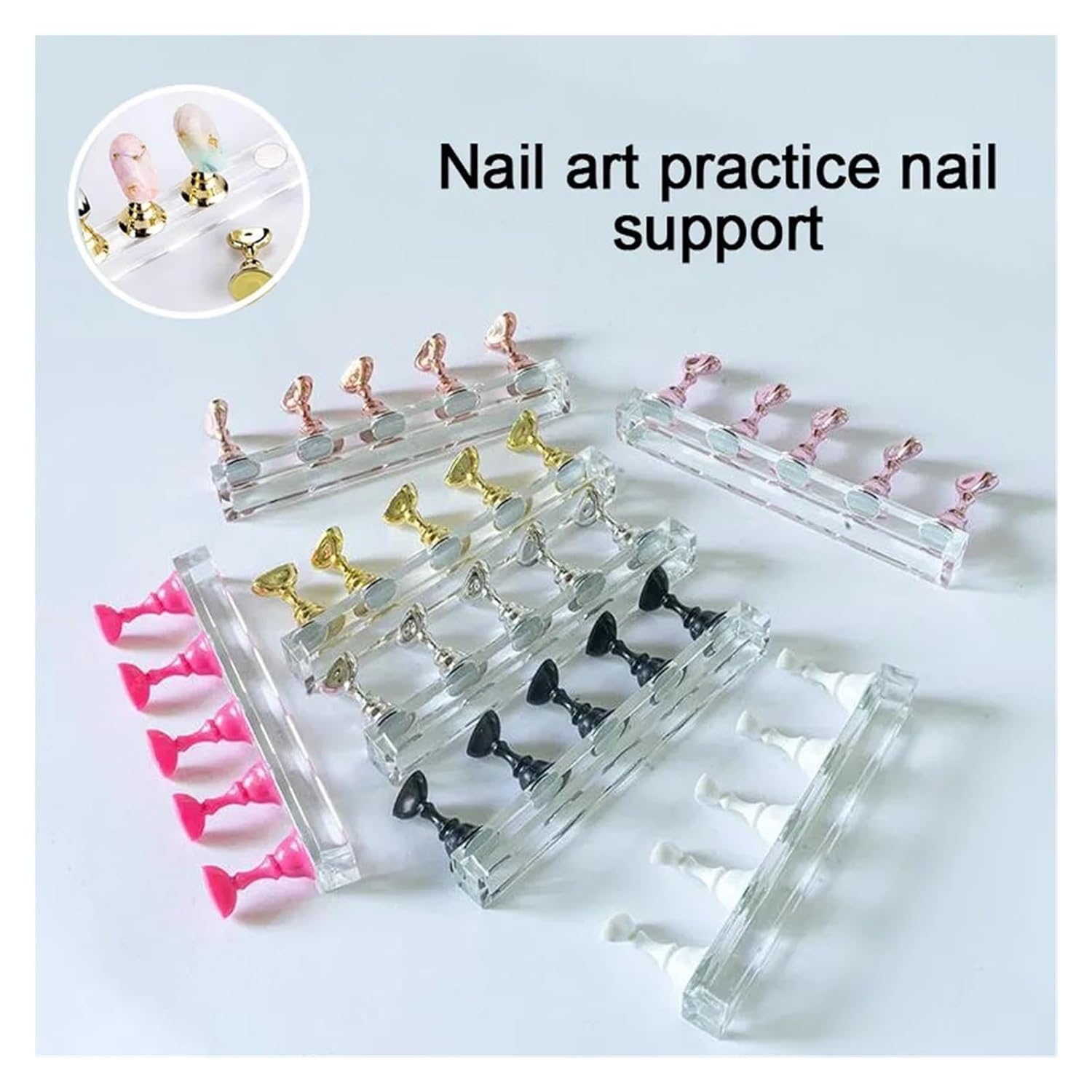 Nail Stand 5pcs Magnetic Nail Stand Sample Nails Display Magnet Tips Reusable Putty For DIY Painting(Transparent)