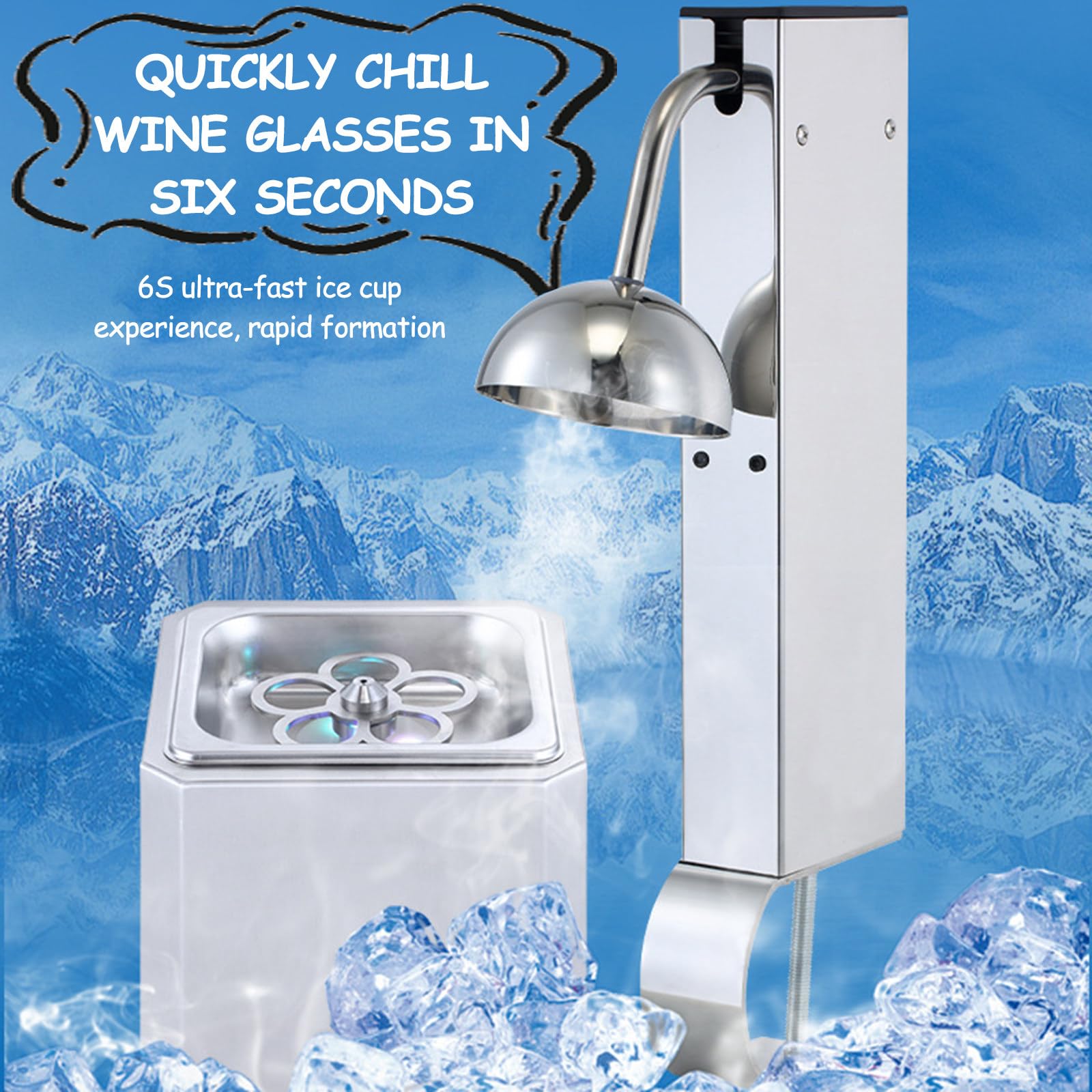 Glas Froster Chiller, Mini CO2 Glas Gefrierschrank für Wein, Cocktails & Bier, friert Gläser bis -45°C ein, LED-Neonlicht, ideal für Mixgetränke und Partys