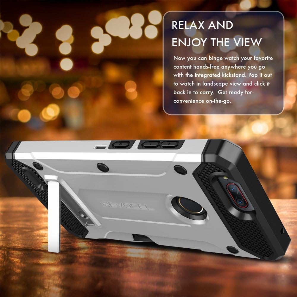 ZTE Blade Z Max Case, Evocel [Explorer Series Pro] Premium Dual Layer Credit Card Case with Glass Screen Protector & Magnetic Kickstand for ZTE Sequoia/ZTE Blade ZMax (Z982), Silver