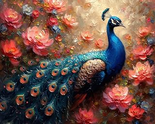 Paint by Number for Adults, Prismatic Peacock Parade, Adult Crafts Paint by Numbers for Kids Ages 8-12 Girls, DIY Handmade Gifts 16x20 inch