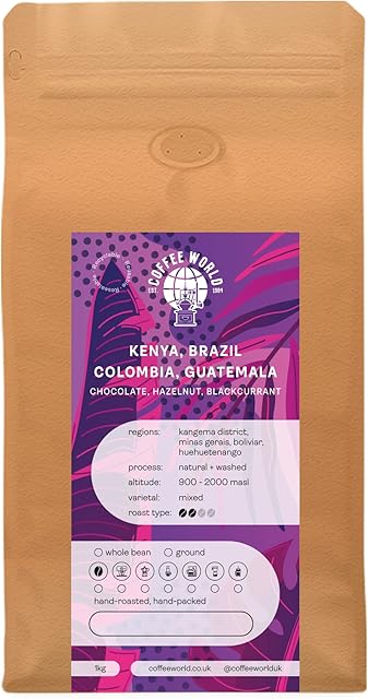Coffee World | Blue Mountain Blend - Perfect Filter, Drip Brewing for Home Users or Small Café, UK Roasted (1KG, Coffee Beans)