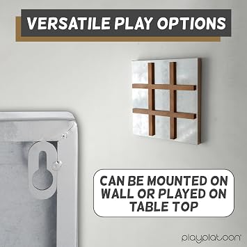 Play Platoon Metal & Wood Magnetic Tic Tac Toe, 13.5 Inch, Farmhouse Rustic | Table Top & Wall Mounted Game, Wall Decor Board Game