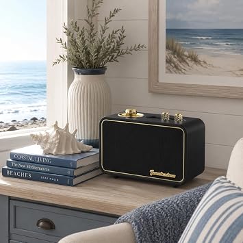 Bluetooth Speaker with AM/FM Radio, Retro, Portable, Wireless, Black