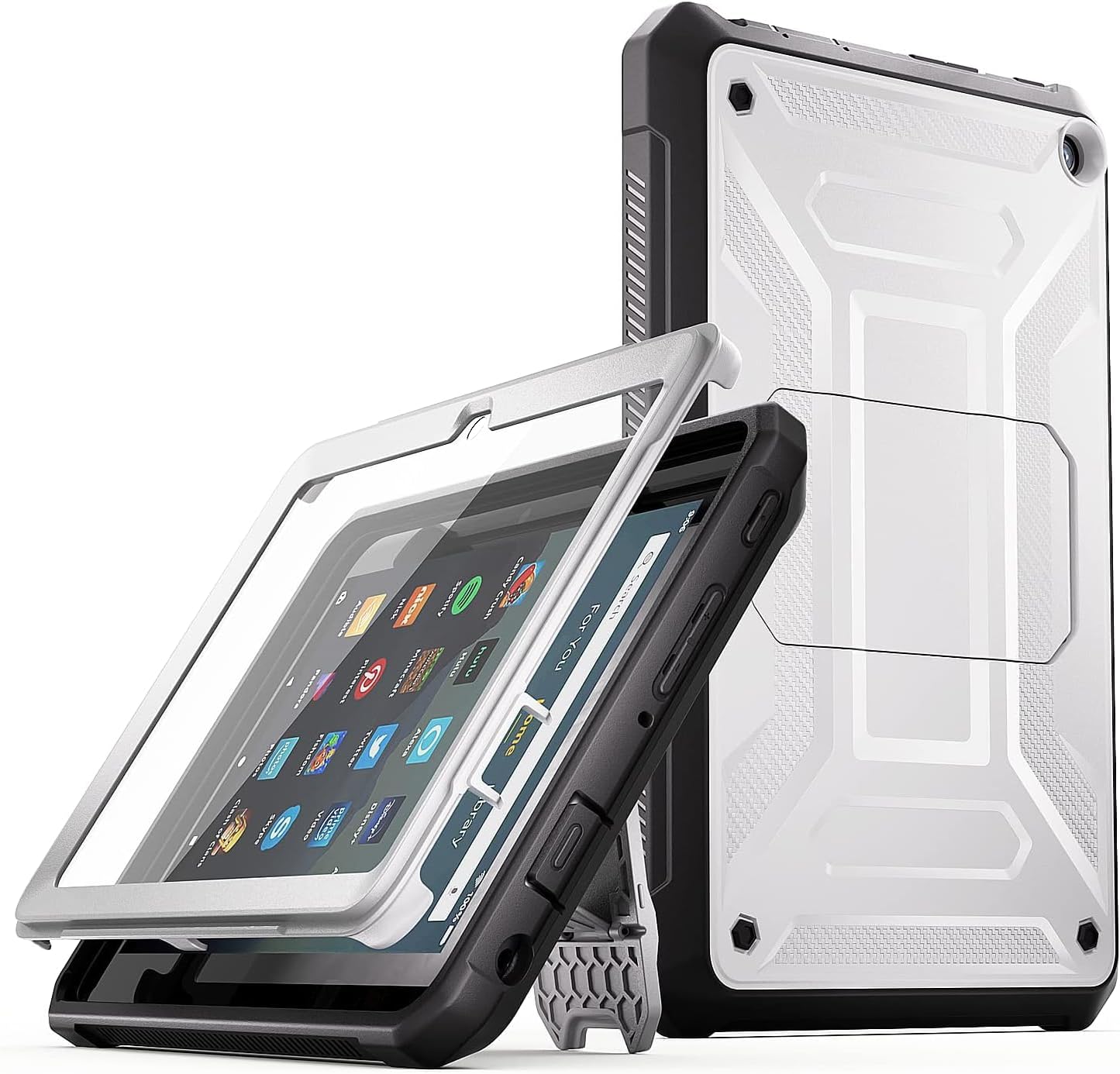 DJ&RPQ Child Adult Friendly with Stand and Screen Protector -for 8in Tablet- Gray
