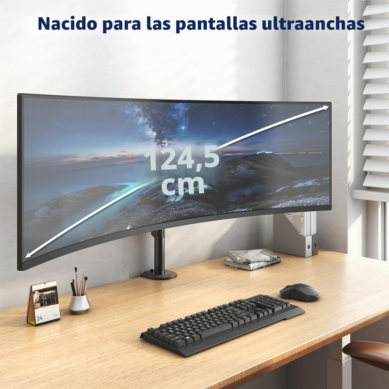 Soporte para Monitor de 1 Monitor 17-49 Pulgadas - Soporte Vertical Ajustable en Altura con 20 kg, inclinable Giratorio rotable, VESA 75/100 mm, Negro