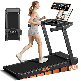 12% Incline Treadmill with Handle, 3-in-1 Portable Treadmills for Home and Office, Foldable Treadmills with 300 Lbs Weight Capacity, 3.0HP Quiet Walking Pad Treadmill, Three Screen - Amazon product rated Grade A