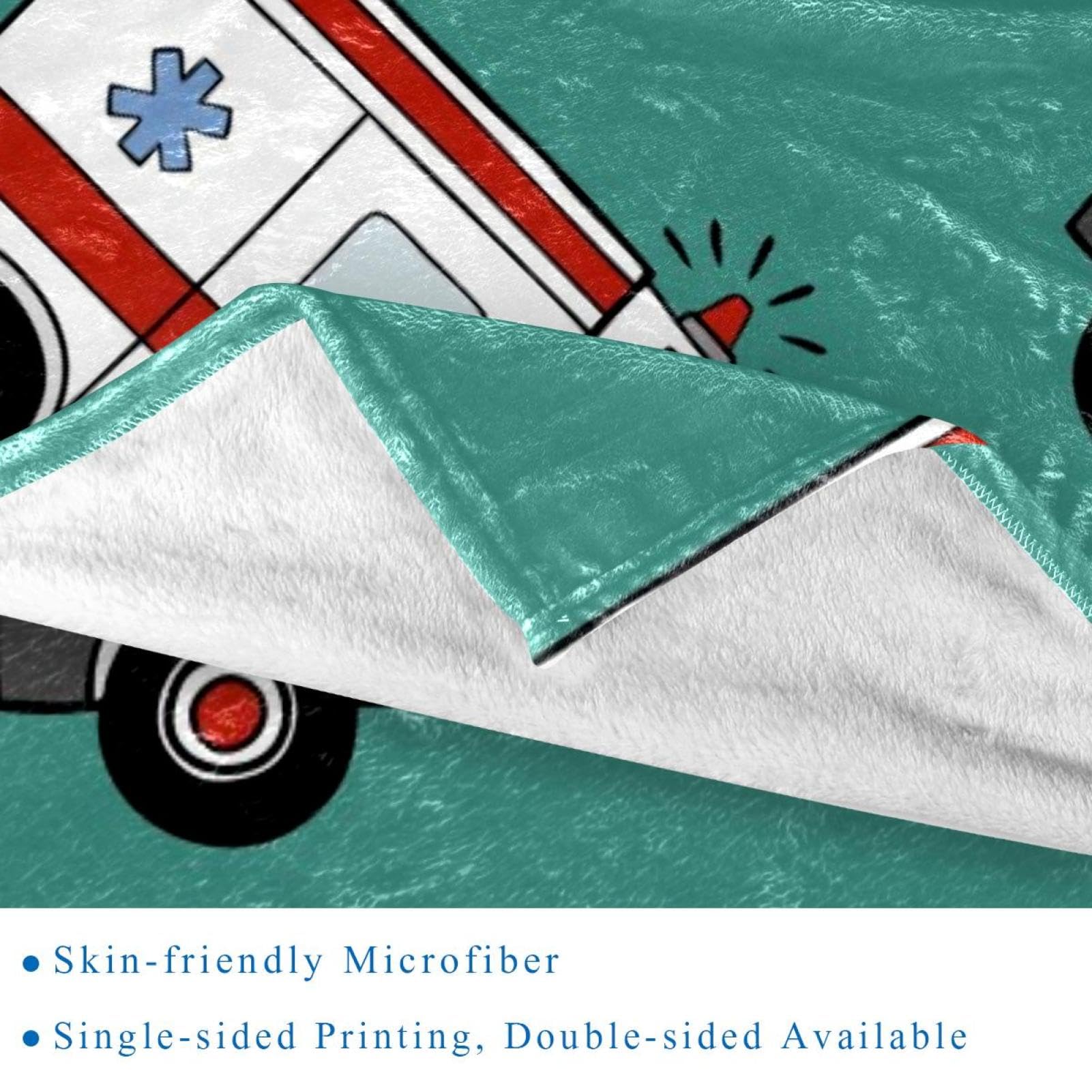 Couverture douce et confortable à motif voitures d'ambulance pour adultes et enfants, couverture polaire en microfibre légère pour canapé, lit, canapé, voyage, 150 x 200,7 cm