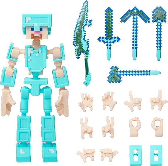 (Assembly Completed) Mini 13 Titans Action Figure, 8 inches, Strong Magnetic Accessories, 8 in 1, 3D Printed Robot Multi-Jointed Movable, Pixel-Style Cute Desktop Ornament