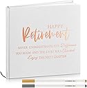 2025 Retirement Guest Book with 2 Markers 8.7'' Square Hardcover Blank Guest Photo Signing Memory Book Happy Retirement Gift Party Supplies for Women Men Teacher Nurse Grad Decor(White)