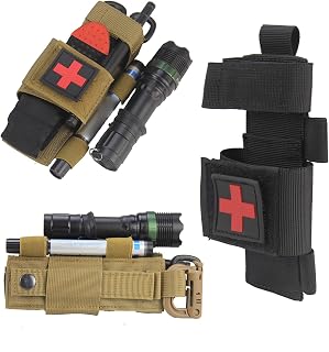 Tactical Waist Pack Bag, Molle EDC Pouch Tourniquet Pouch, Tactical Molle Tool Holder Multi-Purpose Utility Gadget Bag Storage Pack for Outdoor First Aid Hiking Camping Climbing Trekking (Black)
