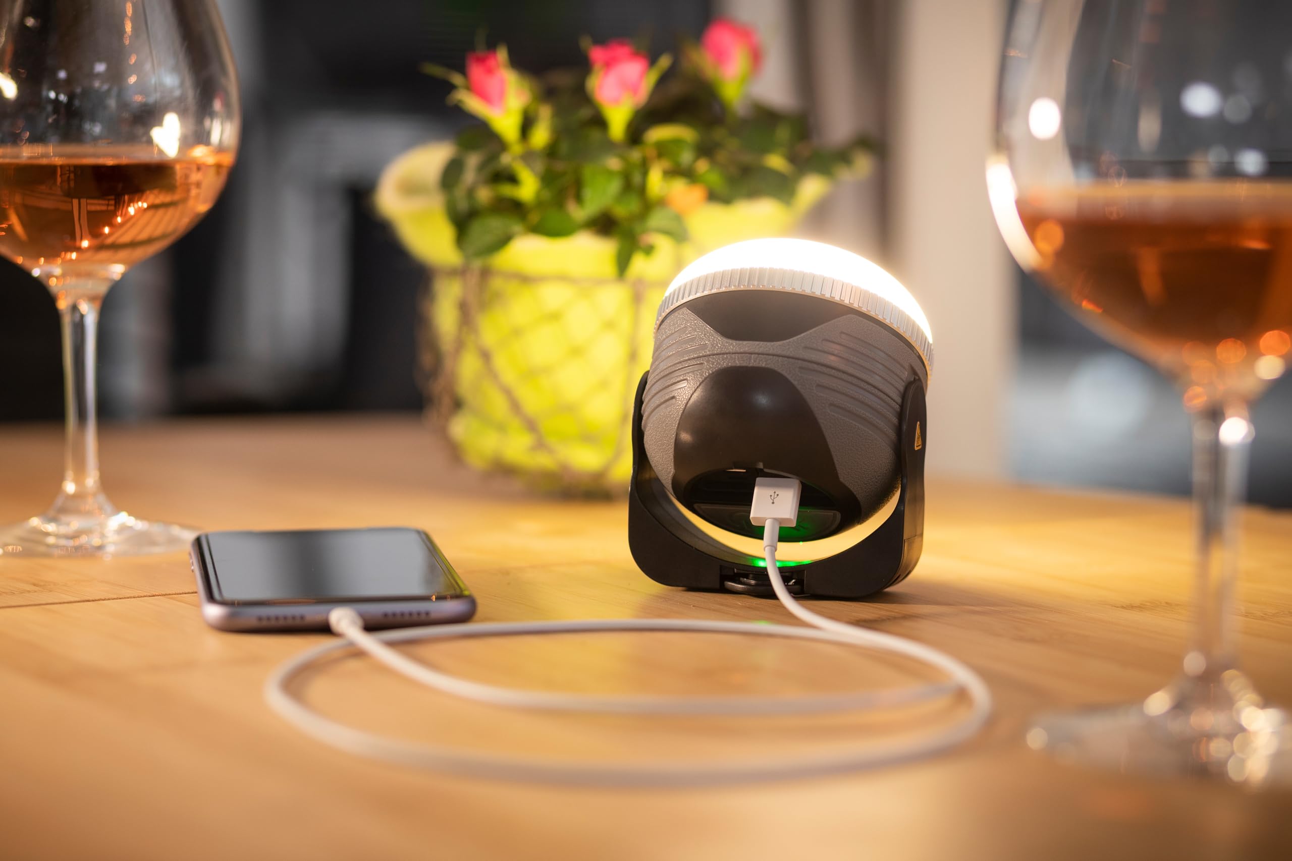 Brennenstuhl Lampe Portable LED Polyvalente Rechargeable OLI 310AB 350 lumen, Avec Haut-Parleur Bluetooth® (Lampe Camping Aimanté, Crochet et Prise-Chargeur USB, Fonction Powerbank (IP44)