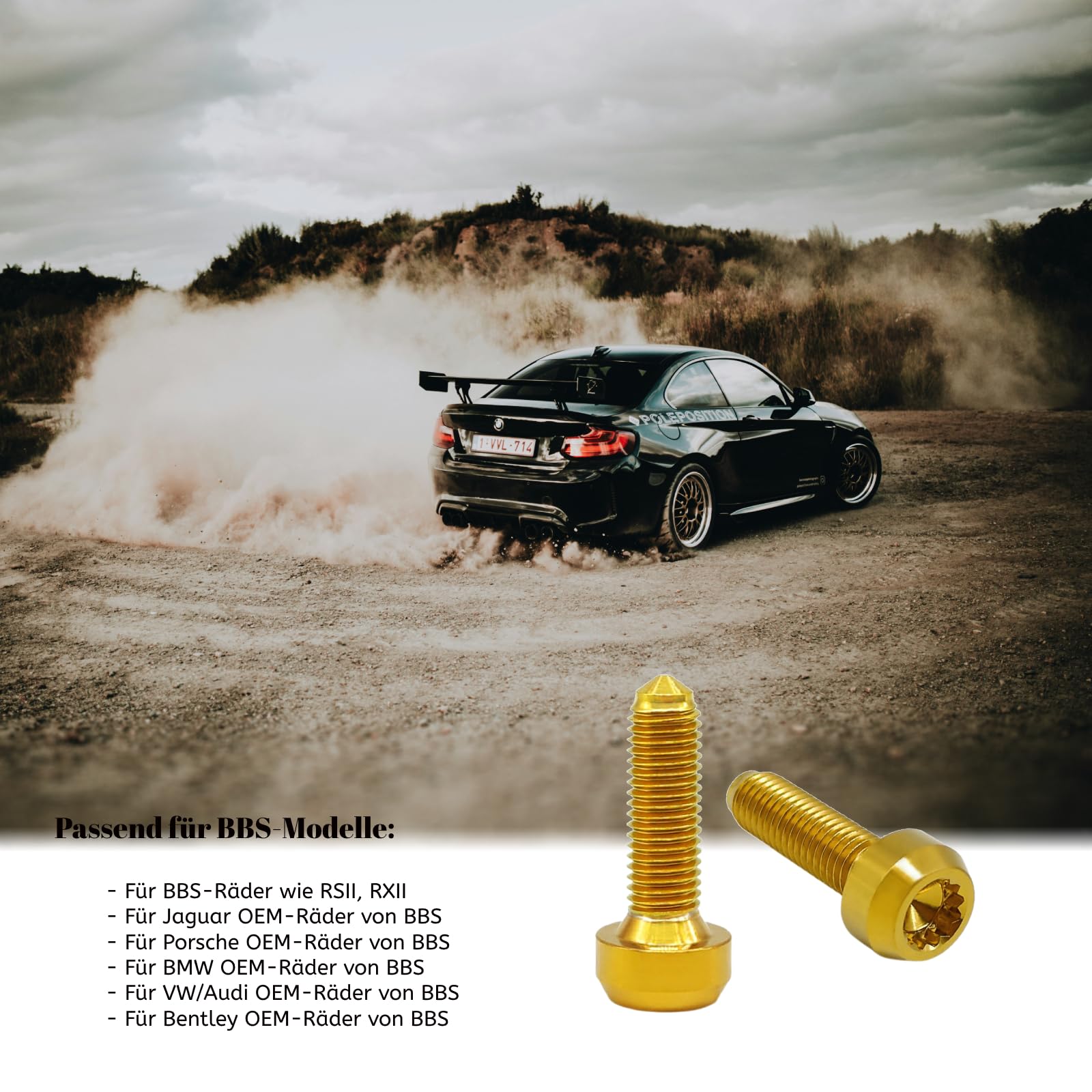 RISON-Titanium Bullone Ruota per Cerchioni in Titanio M7x24.5mm, Viti per Pneumatici per Auto, Bullone Ruota per Cerchioni, Viti a Testa Cilindrica Torx per BBS | RSII | RXII | Ruote a 3pc/2pc