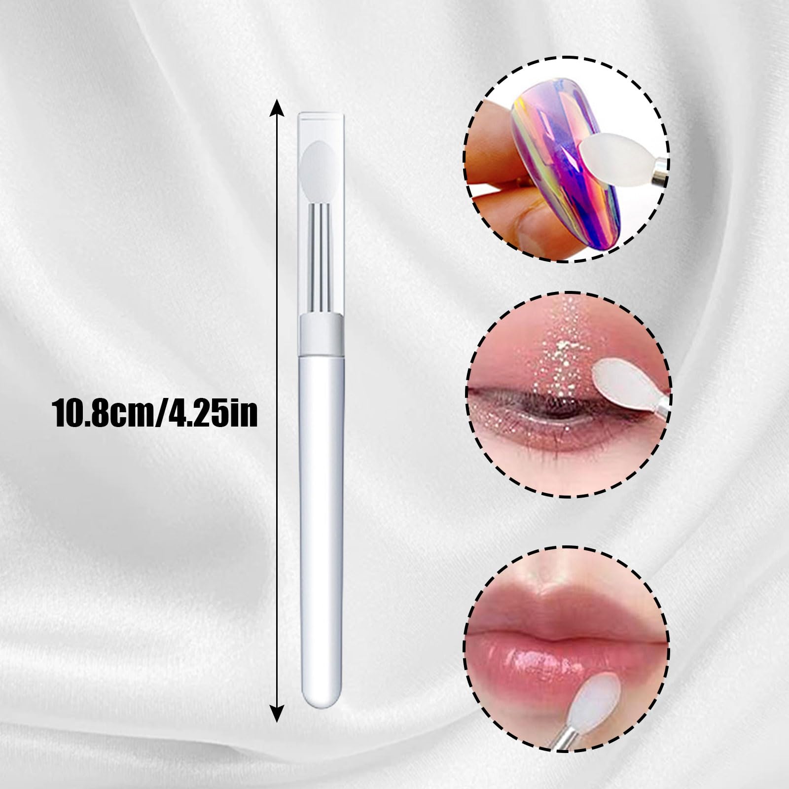 Nail Art Silicone Stick,10PCS Reusable Magic Mirror Powder Aurora Glitter Pigment Applicator Sticks with Cover,Nail Art Brushes for Lipstick Eyeshadow Makeup Nail Art Design - Image 2