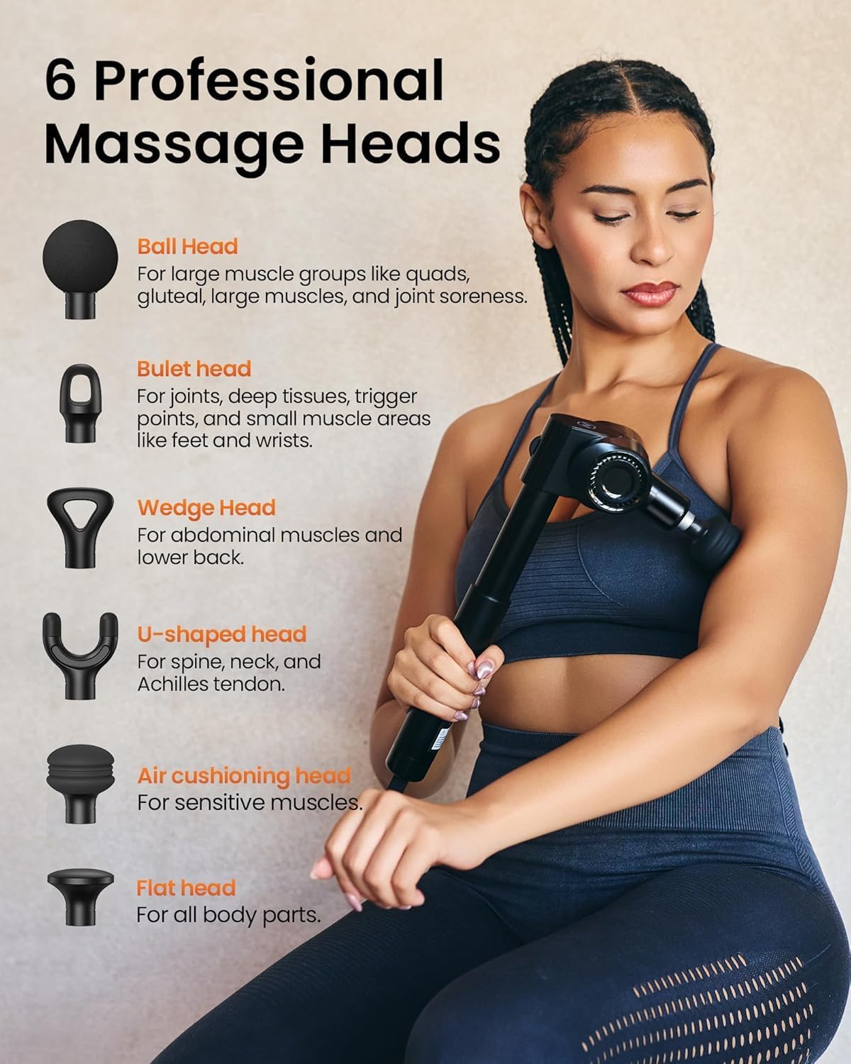 NAPRE Foldable Massage Gun Deep Tissue with 5 Adjustable Angles,Portable Handheld Percussion Back Massager for Muscle/Neck/Body Pain Relief with Long Extension Metal Handle,32-Speeds,with Carry Case