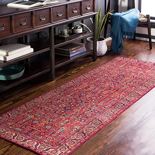 Artistic Weavers Rawle Oriental Border Runner Area Rug,2'6" X 7'6",Red #TOP19