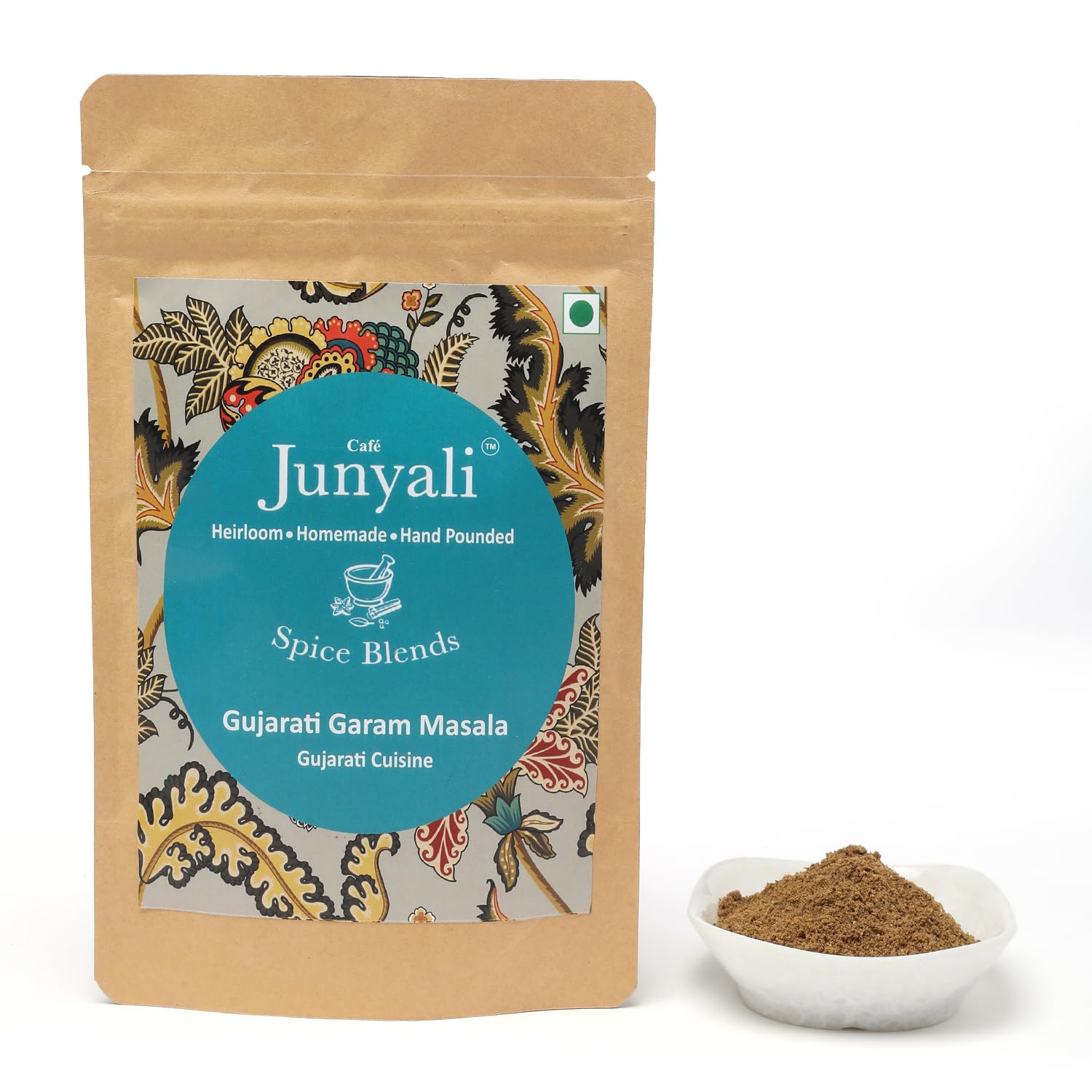 Cafe Junyali Gujarati Garam Masala - (50g) Homemade, Hand-Pounded Blend for Authentic Gujarati Cuisine - Pure & Organic Spice Blends 2