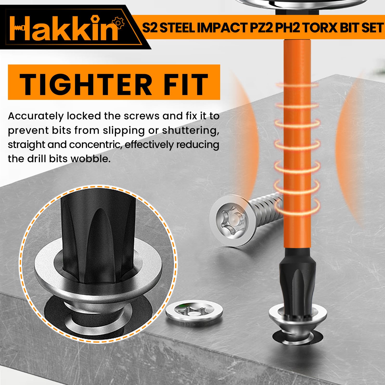 Hakkin Torx Bit Set 12Pcs Impact Drive Bits S2 Steel PZ2 PH2 Pozidriv Torx Magnetic Screwdriver Bits for Impact Drill 75mm PZ2 PH2 T10 T15 T20 T25 T30 T40 - Image 2