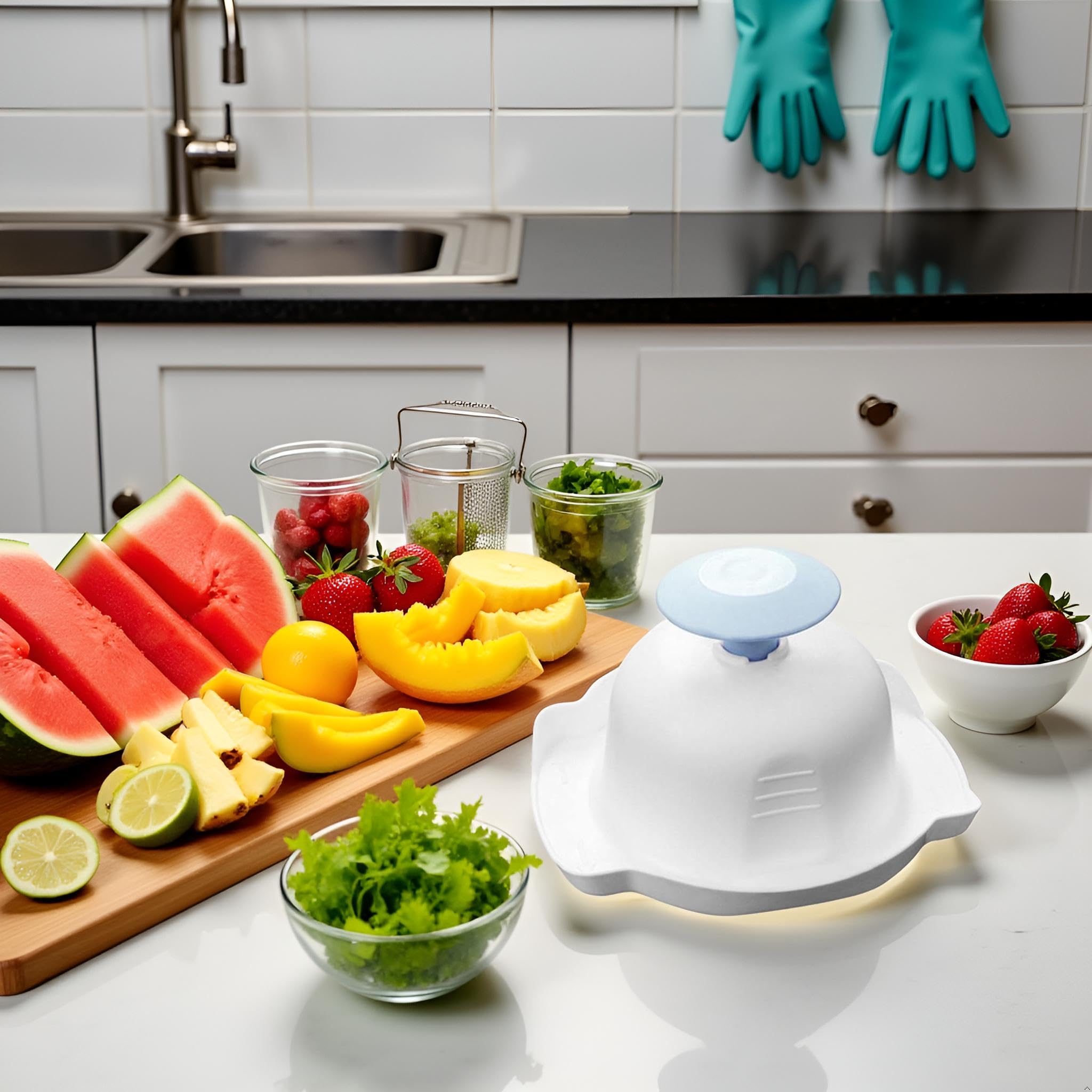 Blue Food Safety Holder for Mandolin Slicer or Grater,Finger Anti-Cut Protectors for Vegetable Grater, Peelers and Slicers,Food Slicer Cutter Finger Guard for Mandoline Slicer Graters Cutting