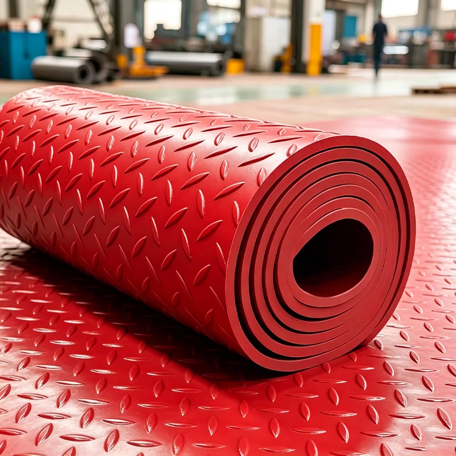 Suelo para Garaje Alfombra de Goma Antideslizante Revestimiento de Suelo Rollo de Caucho para Perros Industrial y Comercial - Antiestático y Aislante(Red 5mm,W 1.2 x L 1 M)