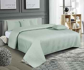 RD TREND All Weather 5 Pcs Glace Cotton Ultrasonic 280 Tc Solid bedsheet for Double Bed/Quilted Bed Cover/Bedsheet with 2 Pillow Case,2 Cushion Cover ...