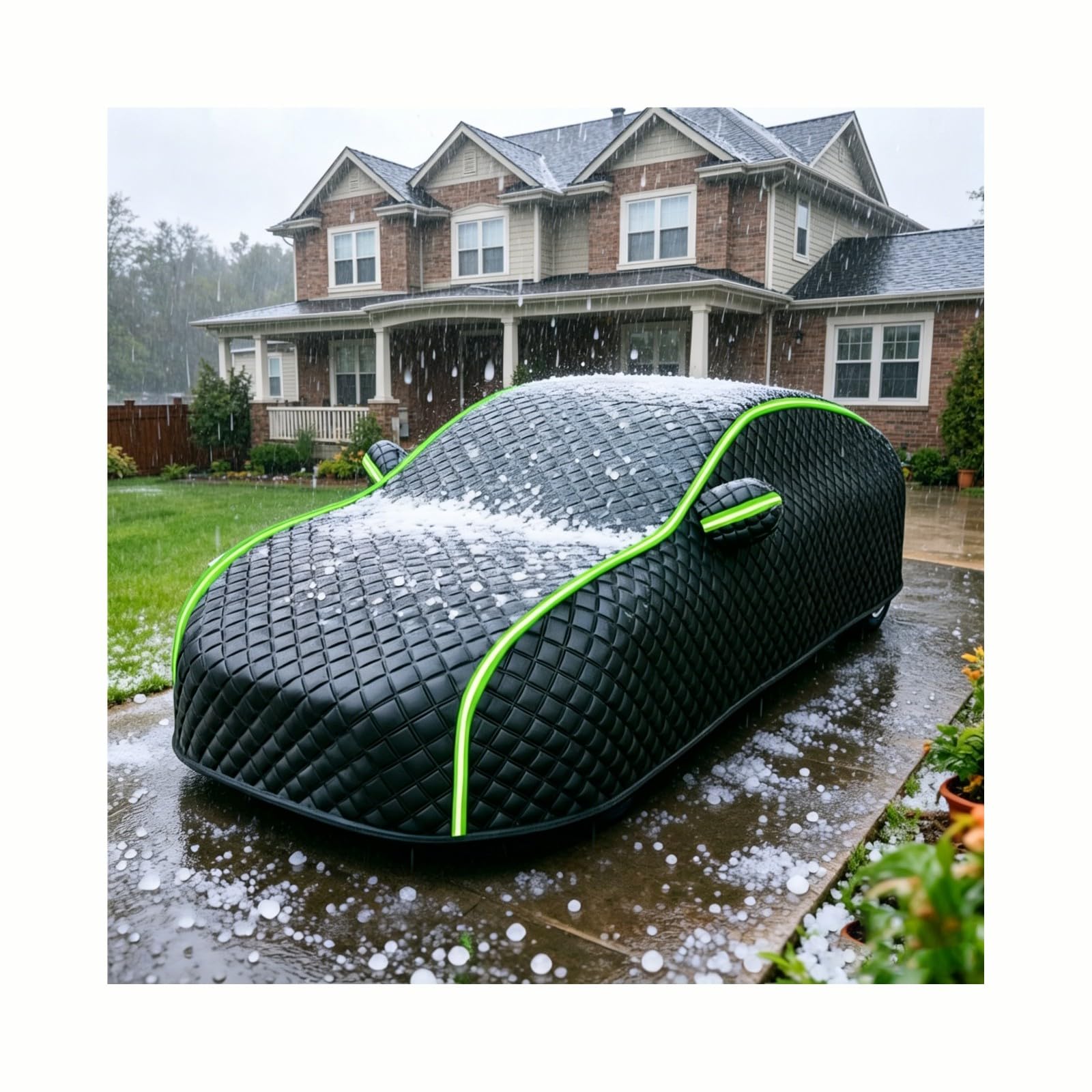 Funda Coche Antigranizo para Jeep Compass | Bloqueo UV Transpirable Funda Coche Anti-Granizo Oxford con Cuerdas Antiviento, Antiarayazos Anti-Polvo Nieve Impermeable