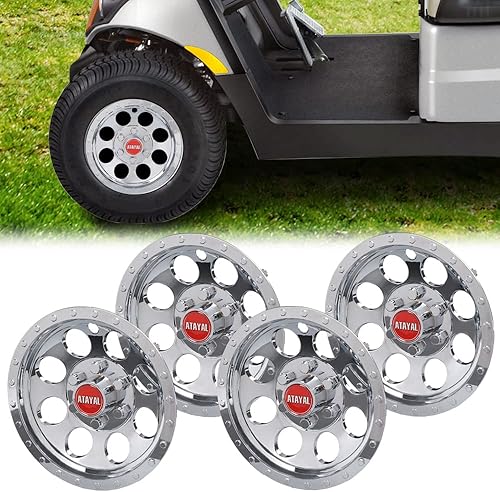 Miniatura 8 de G-PLUS Juego de 4 tapacubos cromados de 10 pulgadas compatibles con EZGO Club Car y Yamaha Golf Cart