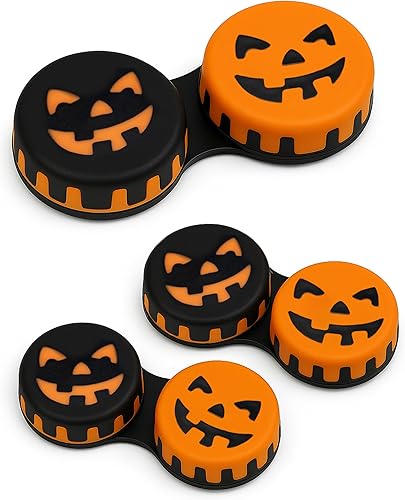 SPORTS WORLD VISION Estuches de lentes de contacto divertidos de temporada para Halloween, lindo tornillo superior, almacenamiento de lentes de