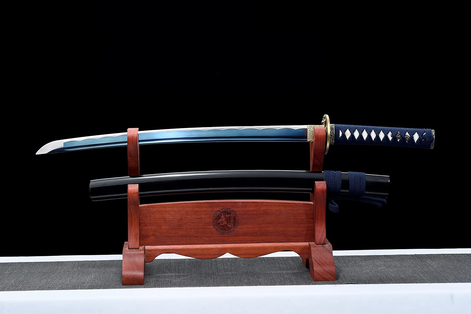 JIHPEN sword - Short Katana, Handmade Japanese Wakizashi Sword Blue Blade 1045 Carbon Steel Full Tang -31in