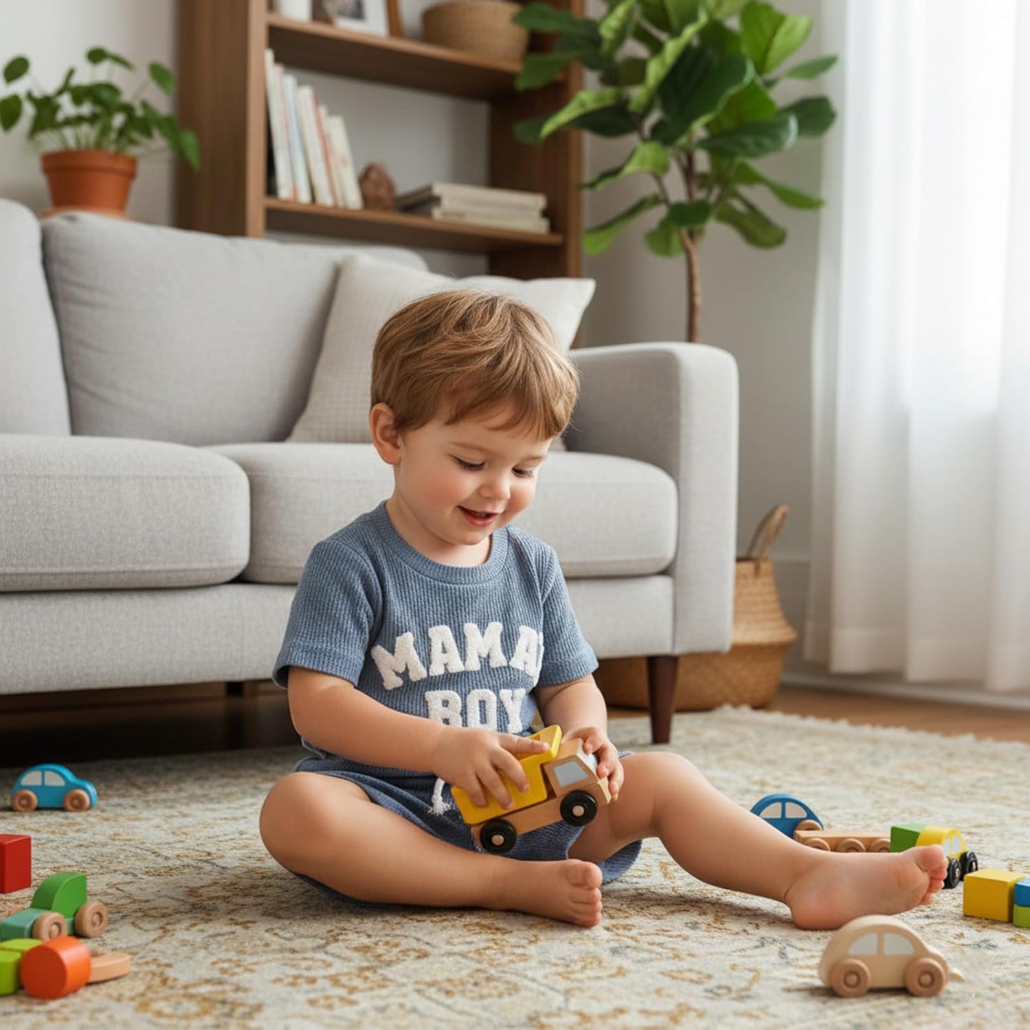 Kupretty Toddler Baby Boy Summer Clothes Embroiderey Waffle Knit Short Sleeve T-Shirt Tees + Casual Shorts Cute Clothing Set - Image 3