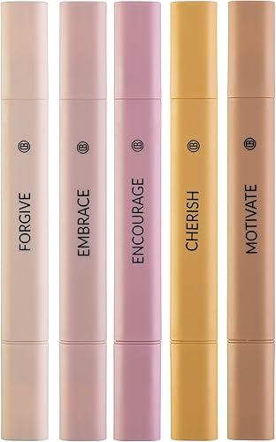 DIVERSEBEE Marcadores bíblicos de colores surtidos, paquete de 5 rotuladores estéticos de doble punta para diario, toma de notas, escuela,