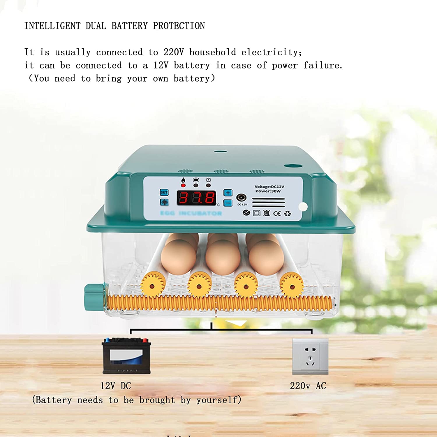 Incubadora De Huevos, Incubadora Automática 6/9/12 Huevos Doble Eléctrica Con Pantalla LED Digital Control Automático De Temperatura Y Rotación, Incubadora De Laboratorio Casera Pequeña Para Pollo