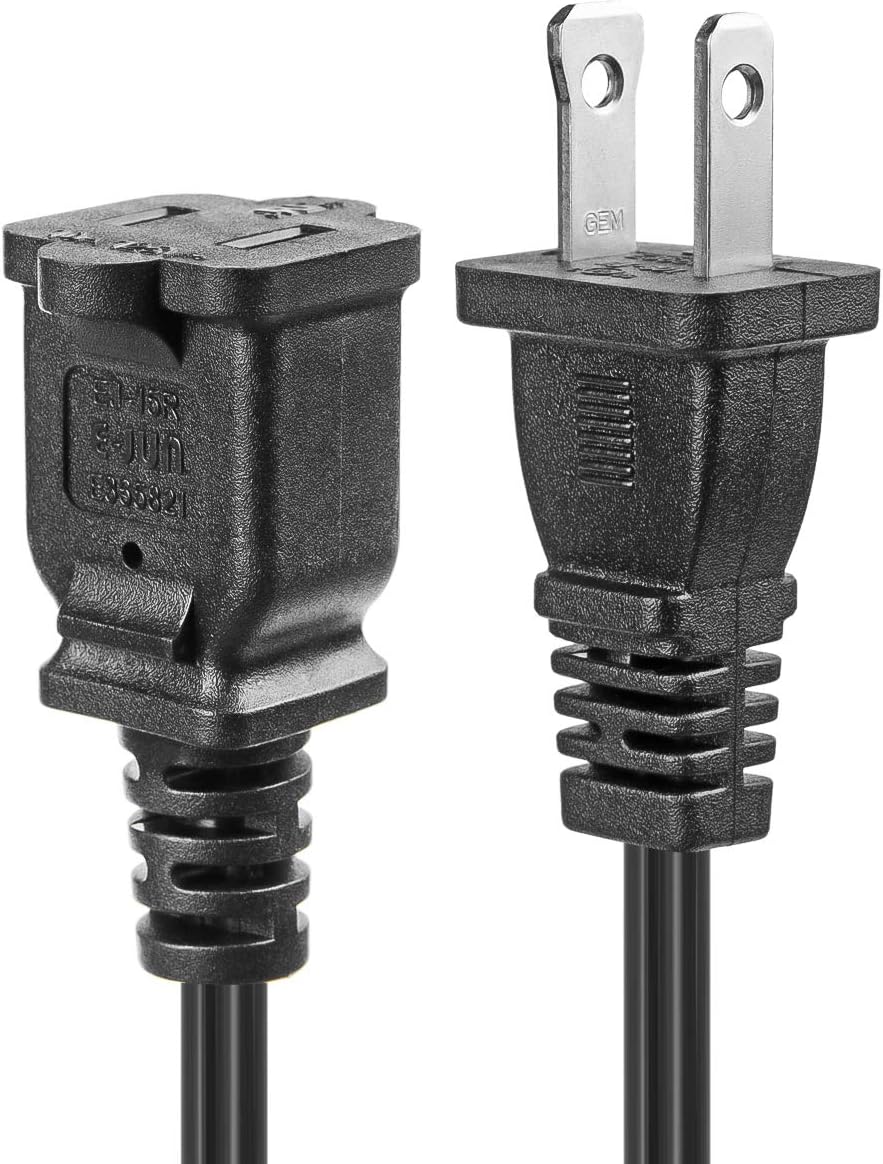 US AC Power Extension Cable Cord 2-Prong Polarized Male to Female Extension Cord for NEMA 1-15P to NEMA 1-15R (6 FT)