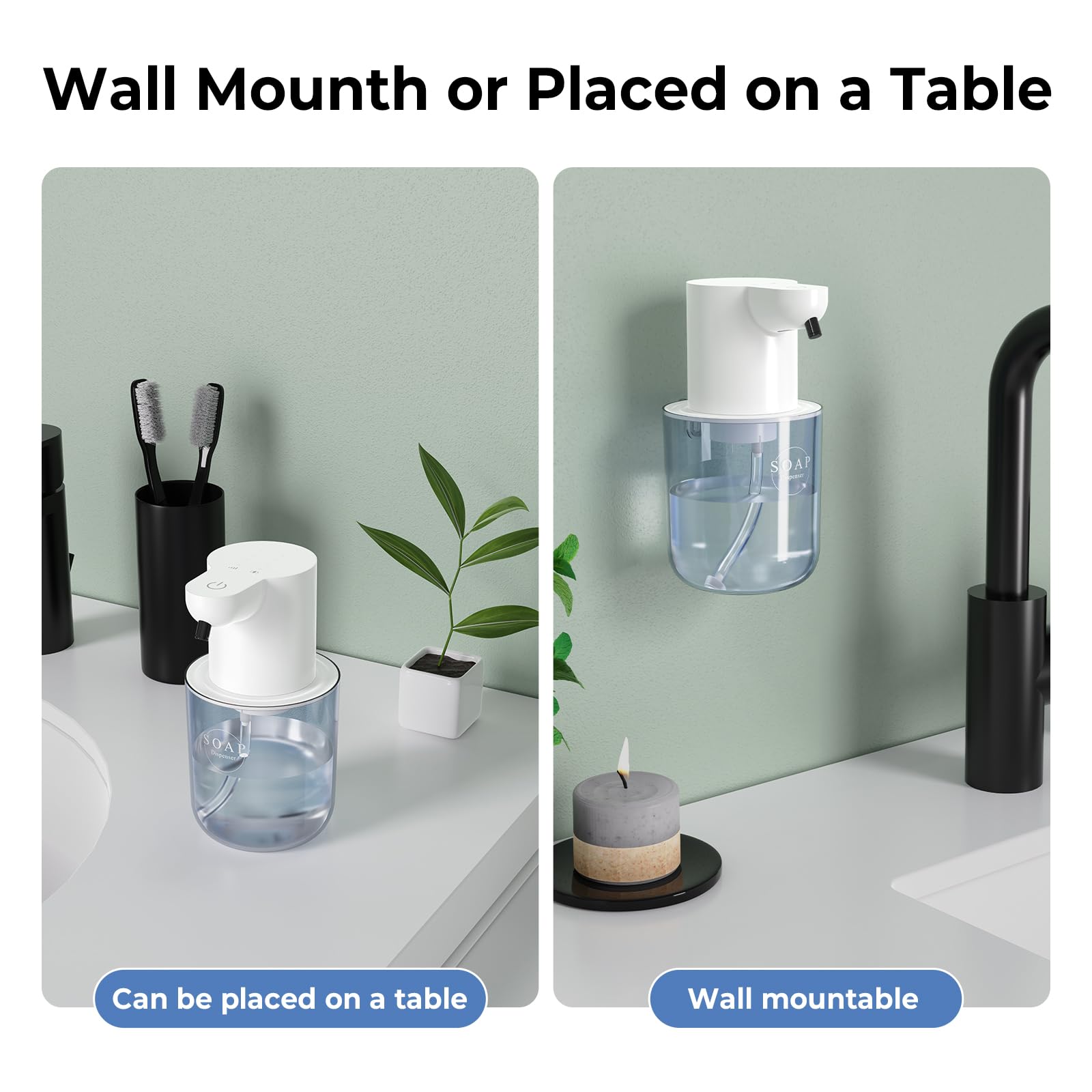 Zelfklevend Geen Boren BHeadCat Automatische Dubbele Tandpastadispenser Voor Wandmontage, Tandenborstelhouder Voor Badkamer En Wastafel, Met 6 Borstelsleuven (stickers Voor 2 En 3 Kopjes Magnetische Bekers Spatwater