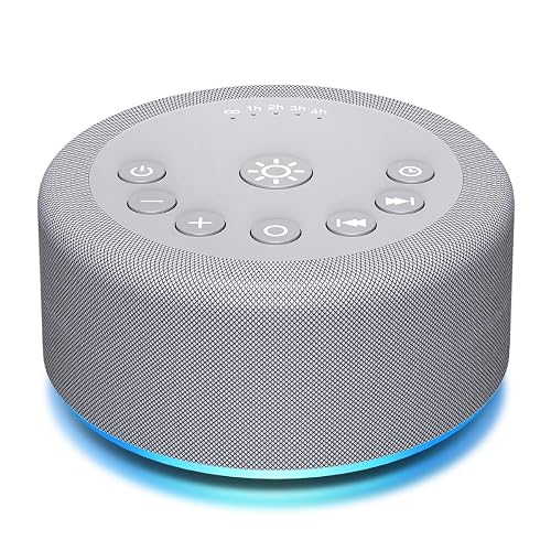 Sound Machine Night Light White Noise Brown Noise Machine 30 Non Looping Sounds 12 Lights 5 Timers 36 Adjustable Volume Memory Function Sleep Sounds Machine for Baby Kids Adult & Home Office Travel