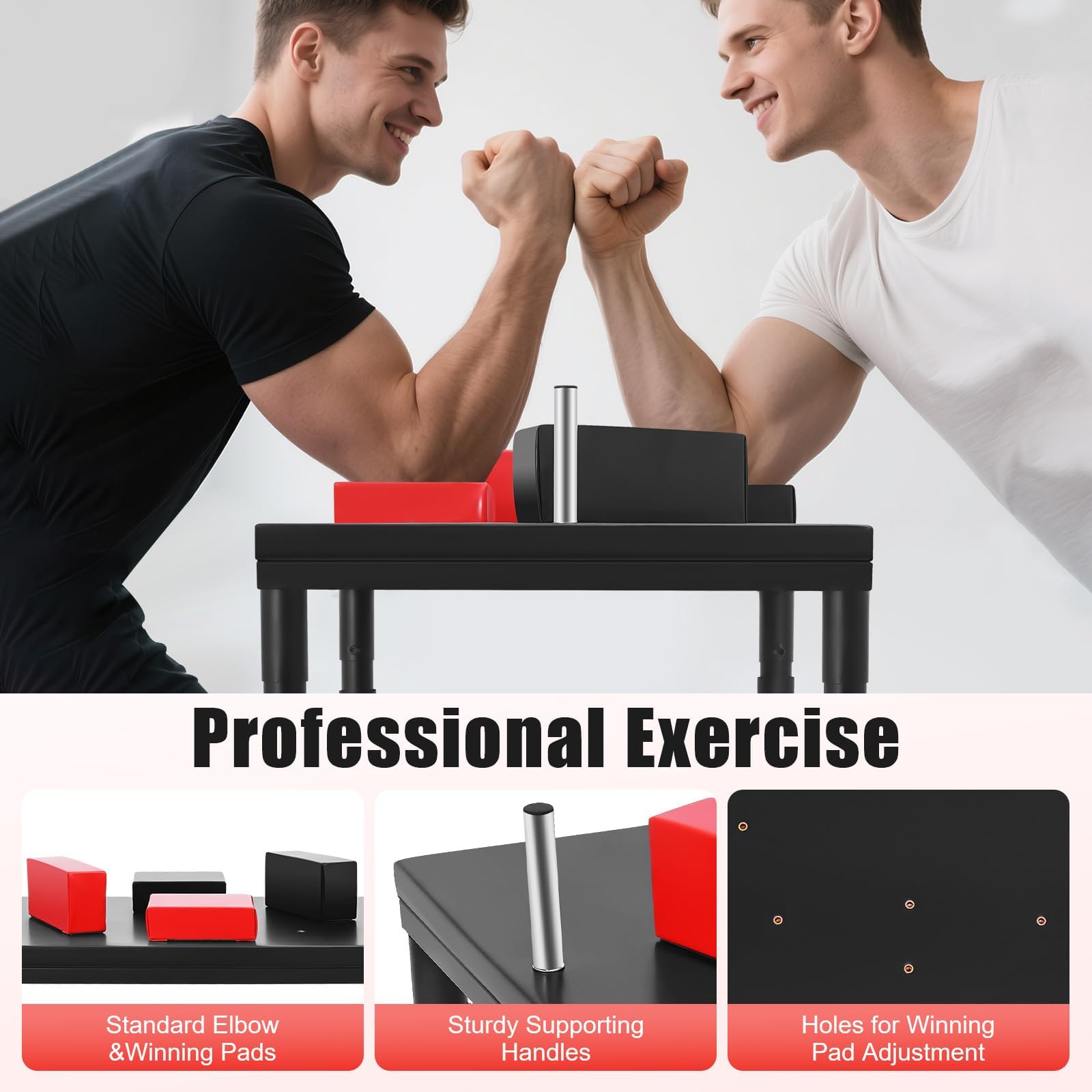 Arm Wrestling Tisch Professioneller Armdrücken Tisch aus Edelstahl Armdrücken-Kampftisch für Fitnessstudio & Zuhause, Verstellbar, 1000 kg Belastbarkeit
