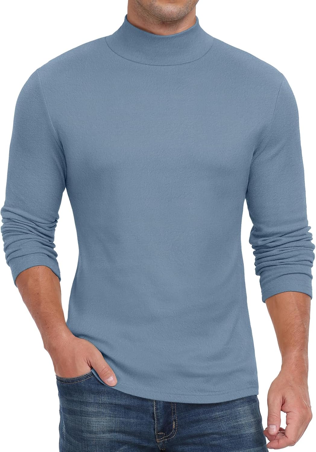 Sailwind Men's Mock Turtleneck Long Sleeve T Shirts Basic Slim Fit Pullover Sweater Thermal Lightweight Tees