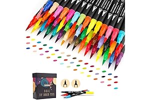 72 Colors Gel Pens Dual Brush Tips Art Marker Pens for Lettering, Journaling, Coloring Books