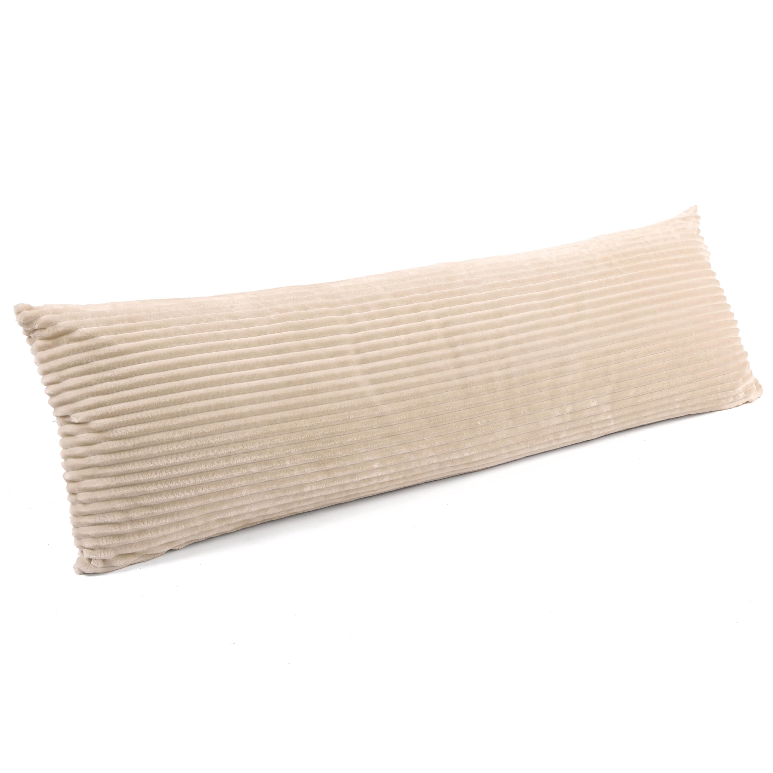 Downland Huggleland Velvet Cord Bolster Pillow 4.5FT – Soft Firm Hollowfibre Cushion, Orthopaedic Long Pillow for Maternity & Pregnancy Support, Anti-Allergy Side Sleeper Pillow for Sleeping (Cream)