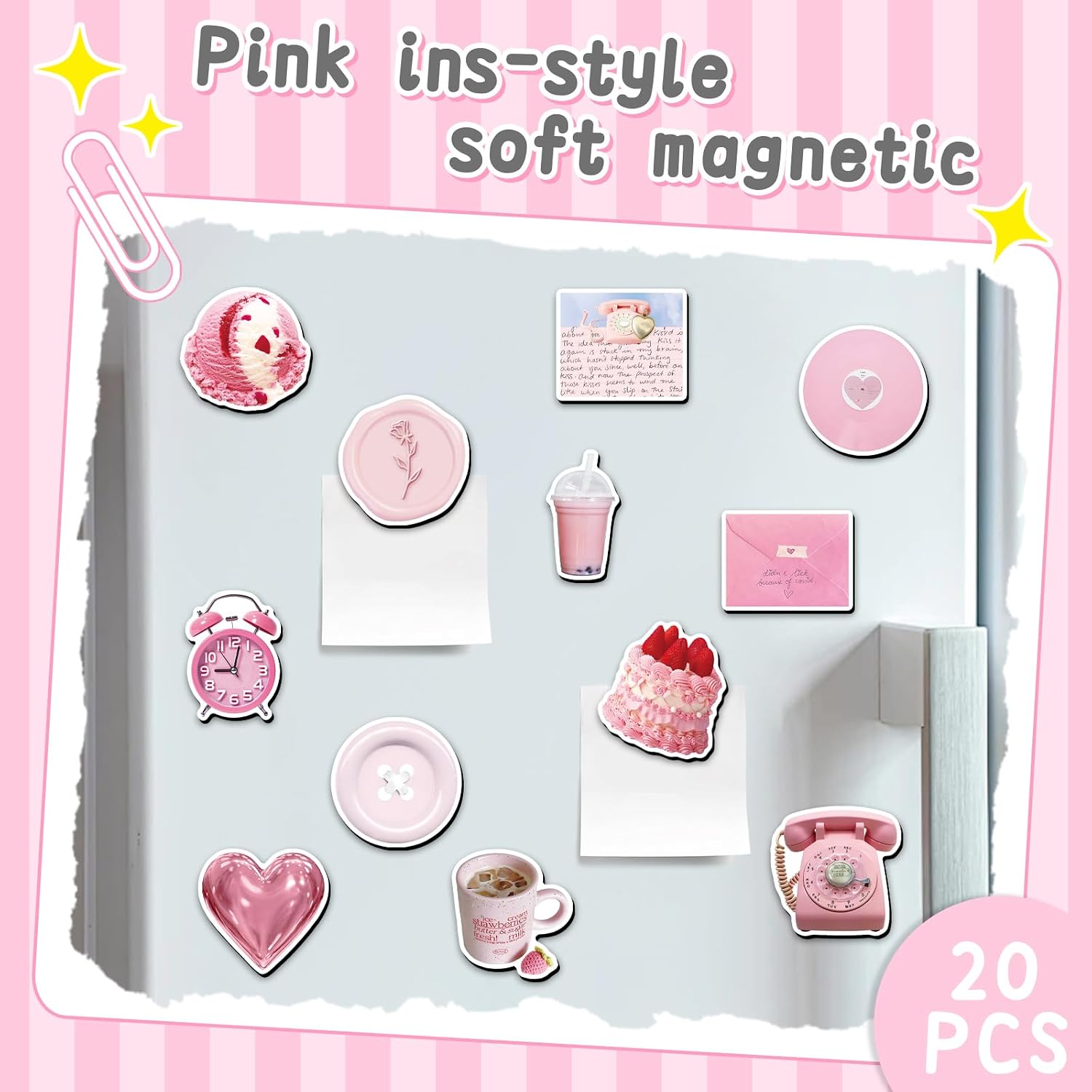 20 PCS Ins Style Pink Macaron Fridge Magnets, Sweet & Healing, Eco-Friendly ABS Material, Strong Neodymium Core, Suitable for All Ages, Perfect for Fridge/Computer/Luggage(Pink) image 2